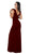 Poly USA - 8290 Cap Sleeve Deep V-Neck Sheath Gown Special Occasion Dress XS / Burgundy