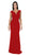 Poly USA - 8290 Cap Sleeve Deep V-Neck Sheath Gown Special Occasion Dress XS / Red