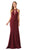 Poly USA - 8296 High Halter Strappy Trumpet Gown Special Occasion Dress XS / Burgundy