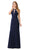 Poly USA - 8296 High Halter Strappy Trumpet Gown Special Occasion Dress XS / Navy