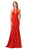 Poly USA - 8296 High Halter Strappy Trumpet Gown Special Occasion Dress XS / Red