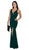 Poly USA - 8298 Deep V Neckline Evening Gown with Long Front Slit Special Occasion Dress XS / Green