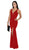 Poly USA - 8298 Deep V Neckline Evening Gown with Long Front Slit Special Occasion Dress XS / Red