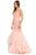 Poly USA - 8320 Embroidered Deep V-neck Tulle Mermaid Dress Prom Dresses XS / Blush