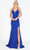Poly USA - 8360 Lace Up Back High Slit Trumpet Dress Prom Dresses XS / Royal
