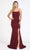 Poly USA - 8376 Spaghetti Strap High Slit Trumpet Dress Prom Dresses XS / Burgundy