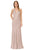 Poly USA - 8384 Deep V Neck Halter Bodice Glitter Knit Dress Pageant Dresses XS / Rose