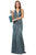 Poly USA - 8384 Deep V Neck Halter Bodice Glitter Knit Dress Pageant Dresses XS / Teal