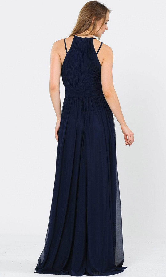 Poly USA 8396 - Ruched Halter-Neck Formal Dress