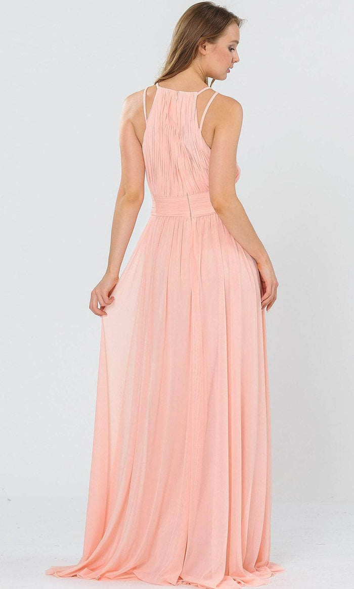 Poly USA 8396W - High Halter Neckline Long Gown Bridesmaid Dresses XS / Blush