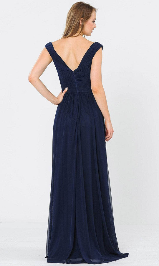 Poly USA 8398 - Wide V-Neck Sleeveless Formal Dress
