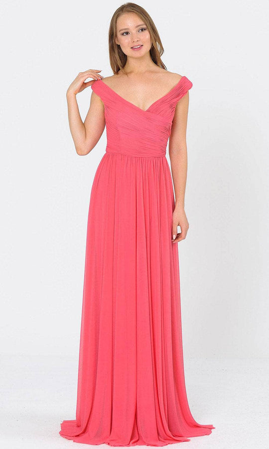 Poly USA 8398 - Wide V-Neck Sleeveless Formal Dress