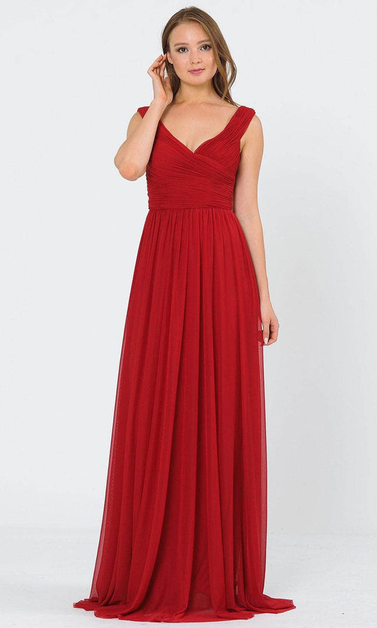 Poly USA 8398W - Sleeveless Low Cut V-neck Evening Gown
