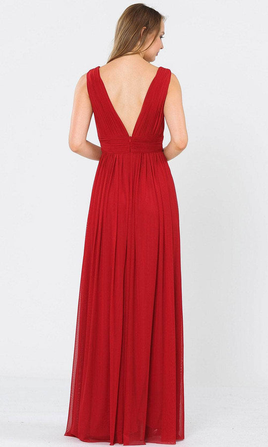 Poly USA 8408 - V-Neck And V-Back Ruched Formal Dress