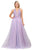 Poly USA - 8412 Beaded Deep V-neck Ballgown With Strappy Back Ball Gowns XS / Lavender
