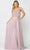 Poly USA 8414 - Sequined Fitted Bodice Glittered A-Line Gown Prom Dresses XS / Rose Gold