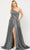 Poly USA 8430 - Asymmetrical One-Shoulder Neckline Glittered Gown Prom Dresses XS / Silver/Blk