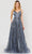Poly USA 8450 - Embellished Sleeveless V-Neck Gown Prom Dresses XS / Gun Metal