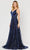 Poly USA 8450 - Embellished Sleeveless V-Neck Gown Prom Dresses XS / Navy