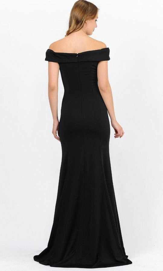 Poly USA 8462 - Off-Shoulder Notched V-Neck Formal Dress