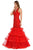Poly USA - 8466 Embroidered Plunging Halter Trumpet Dress Prom Dresses XS / Red