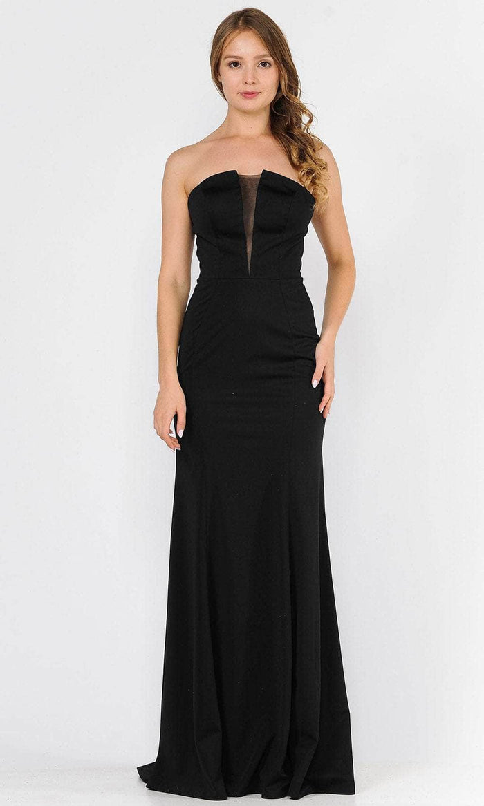 Poly USA 8488 - Strapless V-Neck Formal Dress Prom Dresses XS / Black