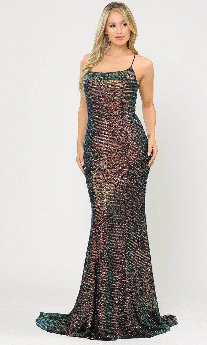 Poly USA 8516 - Sequin Ornate Mermaid Prom Dress Special Occasion Dress XS / Multicolor
