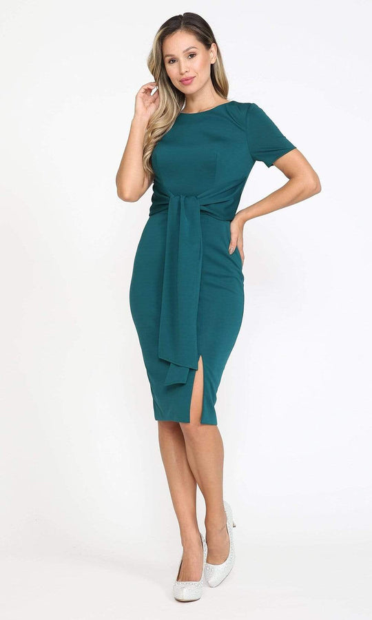 Poly USA - 8524 Short Sleeve Tie Waist Sheath Dress