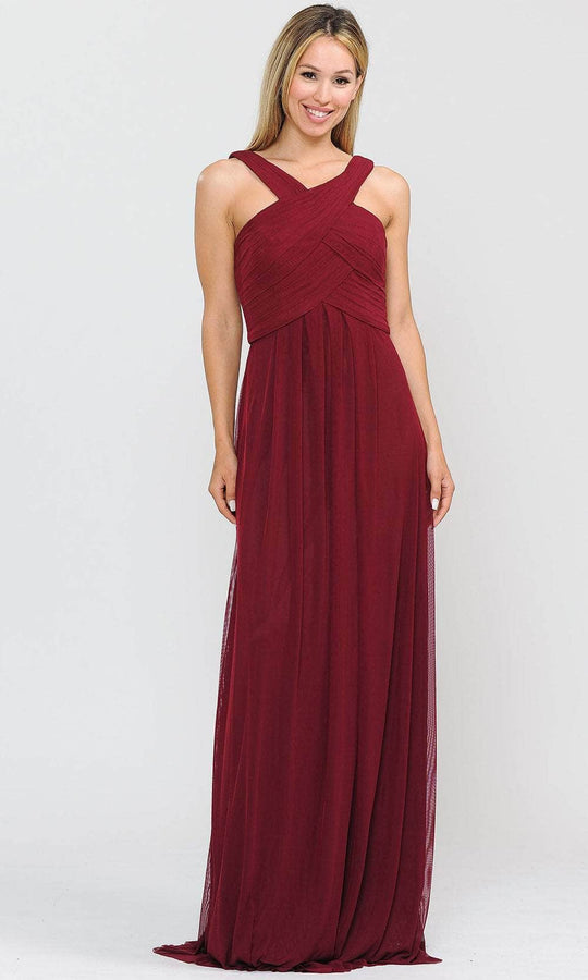 Poly USA 8554W - Crisscross Halter Neck Formal Dress
