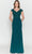Poly USA 8558 - Embroidered Jersey V-Neck Evening Dress Special Occasion Dress XS / Emerald