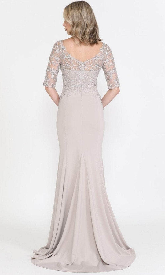 Poly USA 8560 - Quarter Length Sleeved Sheath Evening Gown