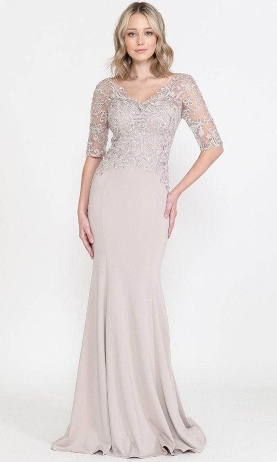 Poly USA 8560 - Quarter Length Sleeved Sheath Evening Gown