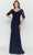 Poly USA 8560 - Quarter Length Sleeved Sheath Evening Gown Special Occasion Dress XS / Navy