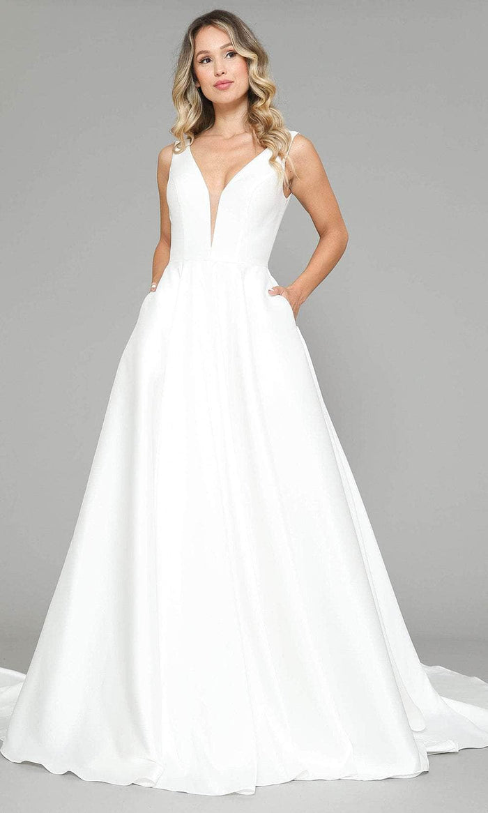 Poly USA 8582 - Sleeveless V-Neck Bridal Gown Bridal Dresses S / Off-White