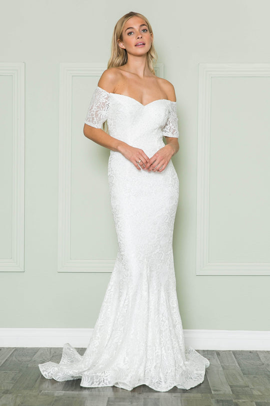 Poly USA 8596 - Off-shoulder Sweetheart Neckline Long Gown