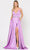 Poly USA 8604 - Sleeveless Plunging V-Neck Prom Dress In Purple