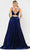 Poly USA 8644 - Deep V-Neck Shimmer Satin Gown Special Occasion Dress