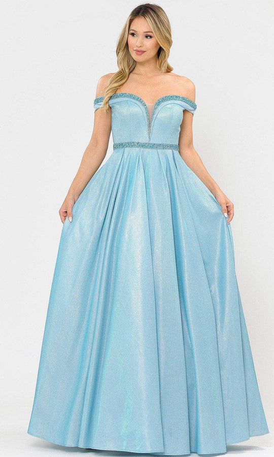 Poly USA 8664 - Off-shoulder Sweetheart Neckline Long Gown