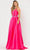 Poly USA 8672 - Deep V-Neck Mikado Dress With Pockets Special Occasion Dress XS / Fuchsia