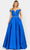 Poly USA 8686 - Off-Shoulder Sweetheart A-line Gown In Blue