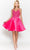 Poly USA 8694 - Embroidered V-Neck Short Dress With Pocket Cocktail Dresses XS / Fuchsia