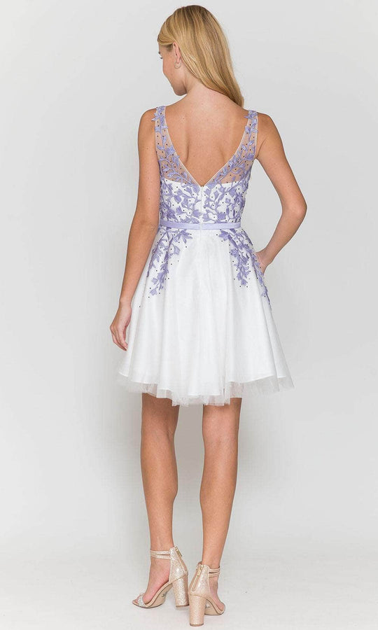 Poly USA 8696 - Sleeveless Plunging V-neck Cocktail Dress