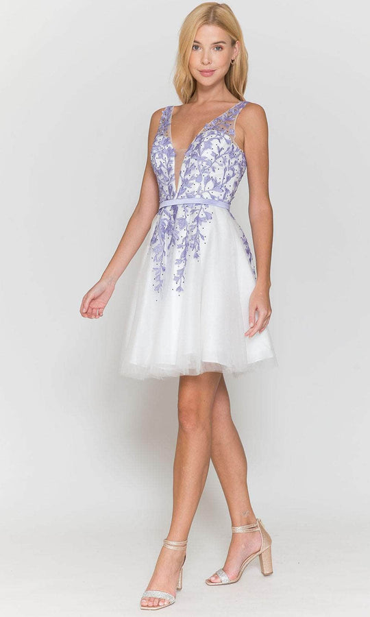 Poly USA 8696 - Sleeveless Plunging V-neck Cocktail Dress