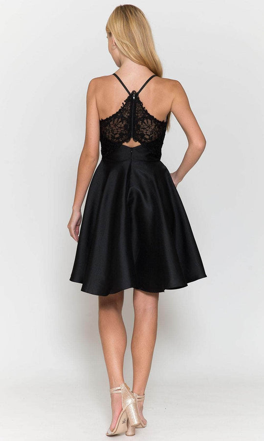 Poly USA 8698 - Sleeveless Plunging V-neck Cocktail Dress