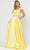 Poly USA 8702 - Corset Styled Back Mikado A-Line Dress Evening Dresses XS / Yellow