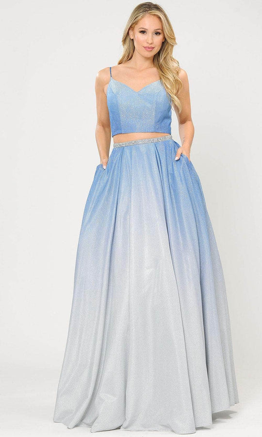 Poly USA 8706 - Two-piece Sleeveless V-neck Prom Dress