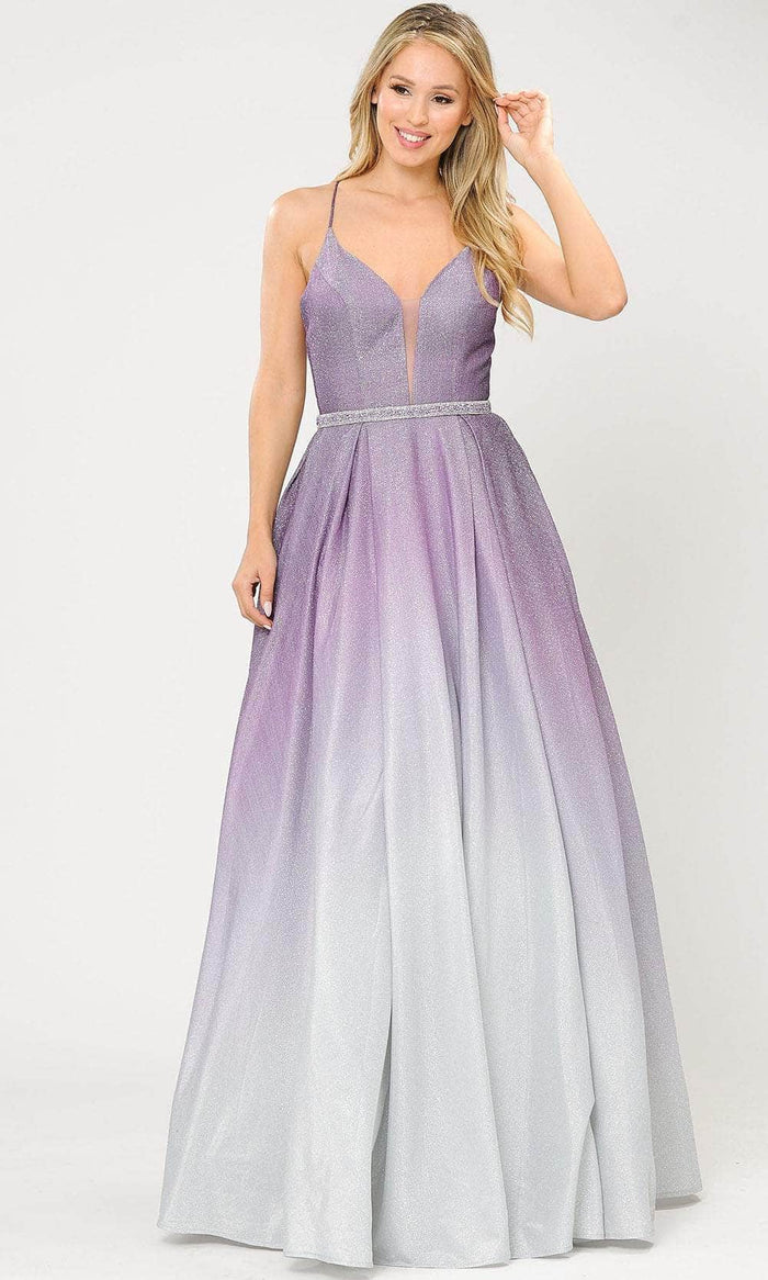 Poly USA 8712 - Sleeveless Deep V-neck Prom Dress Prom Dresses XS / Lilac
