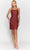 Poly USA 8728 - Glitter Lace Up Sheath Dress Cocktail Dresses XS / Red