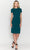 Poly USA 8774 - Short Sleeve Jewel Neck Knee-Length Dress Special Occasion Dress XS / Emerald