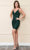 Poly USA 8950 - Sequined V-Neck Short Dress Cocktail Dresses XS / Emerald